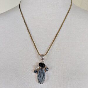 25g Artisan Gemstone Pendant w 19" Italy Vermeil Sterling Chain